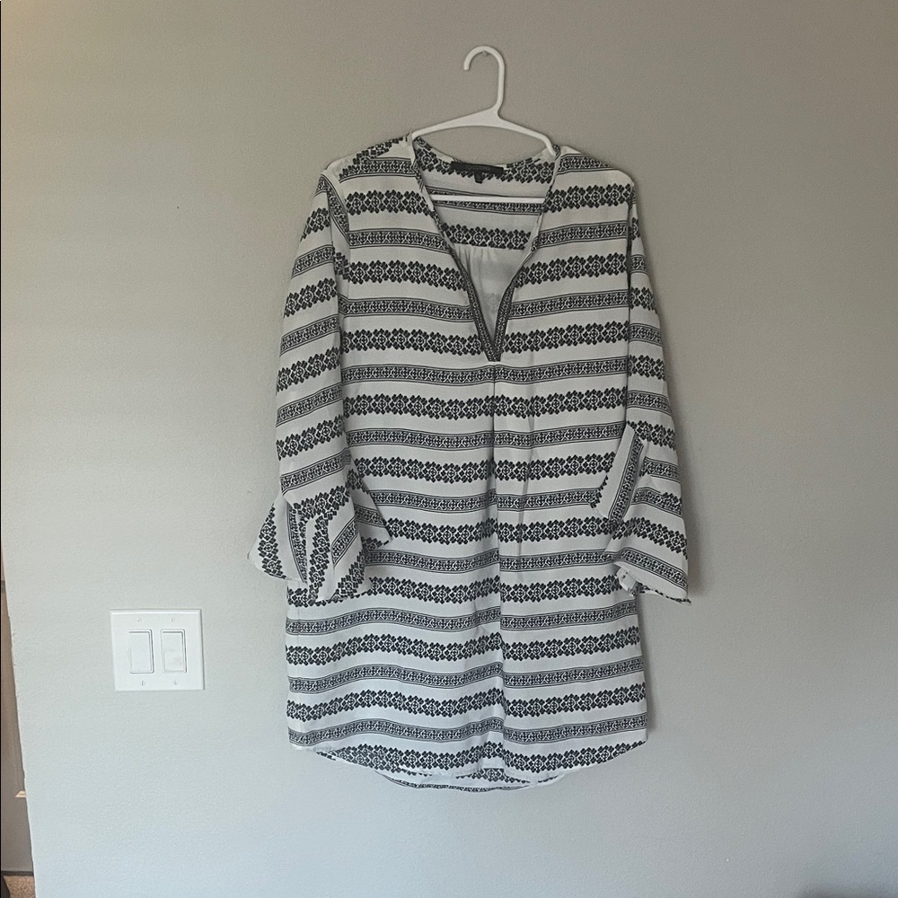 Black and White Striped Tunic Dress